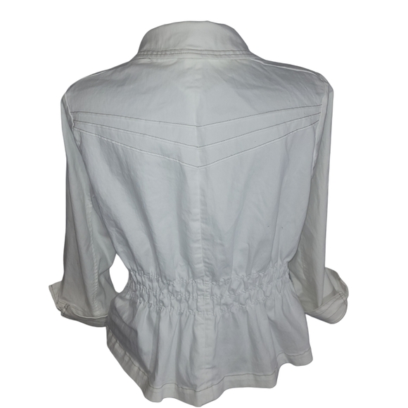 Joan Rivers White Button Front Light Cotton Blend Jacket M - Picture 5 of 6